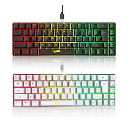 HXSJ V200 Wired Keyboard Portable 68 Key Mechanical Touch Film Gaming Keyboard 19-Key Conflict-Free Membrane  RGB Backlight