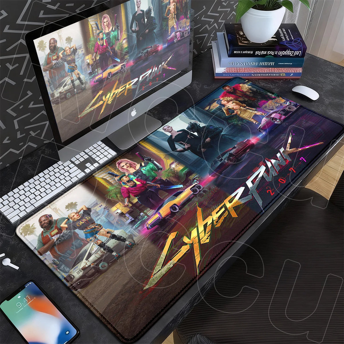 Black Gaming Mousepad XXL Rubber Non-slip Office Deskmat Anime Girl Playmat C-Cyberpunks Style Lock Edge PC Keyboard Accessories