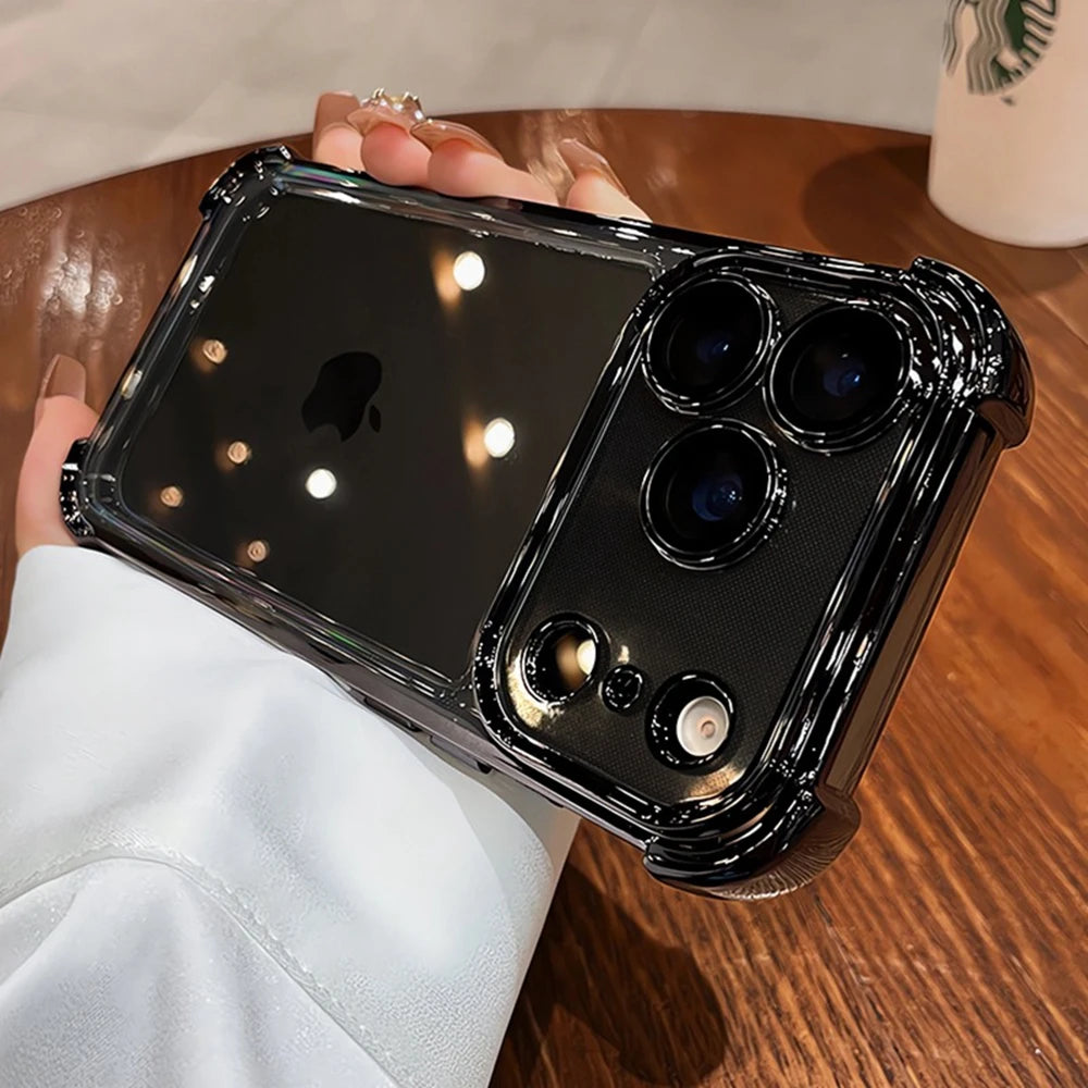 Luxury Electroplate Shockproof Transparent Phone Case For iPhone 18 17 16 15 14 13 12 Pro Max Plus Air Clear Bumper Cases Cover