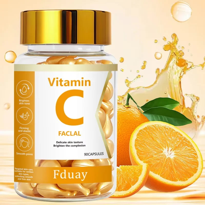 Vitamin C Deep Moisturizing Capsule Essence, Deep Moisturizing and Skin Brightening Essence (0.5ml X 90 Capsules) 1 Bottle