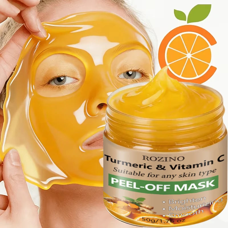 50g Turmeric and Vitamin C Peel-Off Mask, Brightens Skin Tone, Moisturizes, Smoothes, Nourishes, Tightens the Face, Anti-Wrinkle Skin Care, Firming and Lifting, Plumps Skin, Specially Designed for Large Pores and Loose Skin,