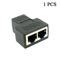 One To Two Adapter For Ethernet Cable Splitter Rj45 8P8C PC Version Simultaneous Internet Access IPTV Broadband Three Way Conn