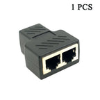 One To Two Adapter For Ethernet Cable Splitter Rj45 8P8C PC Version Simultaneous Internet Access IPTV Broadband Three Way Conn