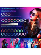 1pc Dimmable RGB Ring Light with Tripod Stand and Phone Holder - Perfect for Makeup, Photography, and Video Recording