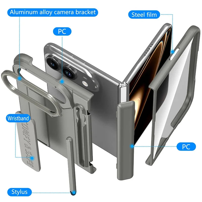 Matte PC Case for iPhone Duo with Wrist Strap Stylus and Kickstand