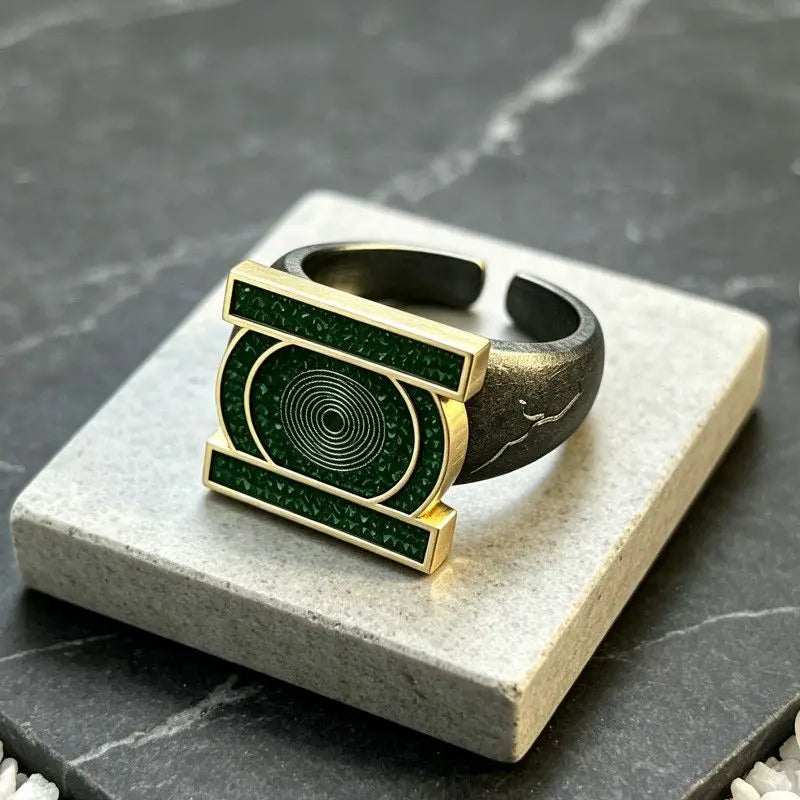 Hot Green Lantern Ring Anime Peripheral John Stewart Ring Adjustable Open Band Cosplay Green Lantern Corps Ring Toy Fans Gift