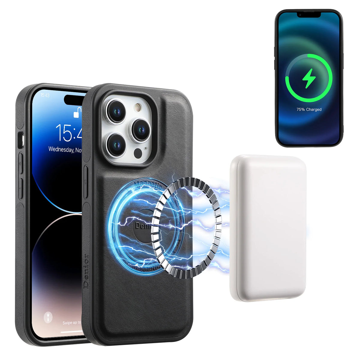 Frosted Faux Leather Magnetic Wireless Charging Case for iPhone 17 Pro Max
