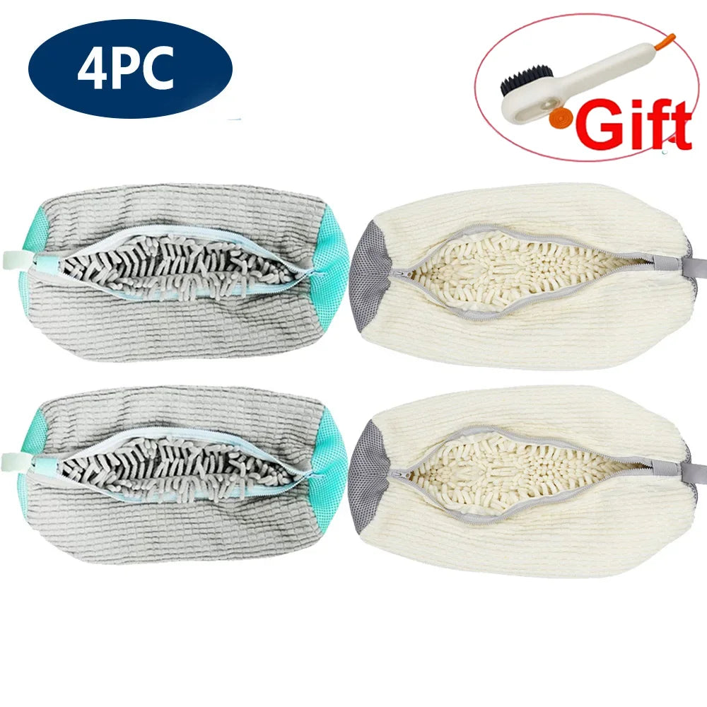 Shoes Washing Bag Laundry Bag Padded Shoe Protector Fluffy Fiber Polyester Laundry Wash Bag Machine Washable Organizer