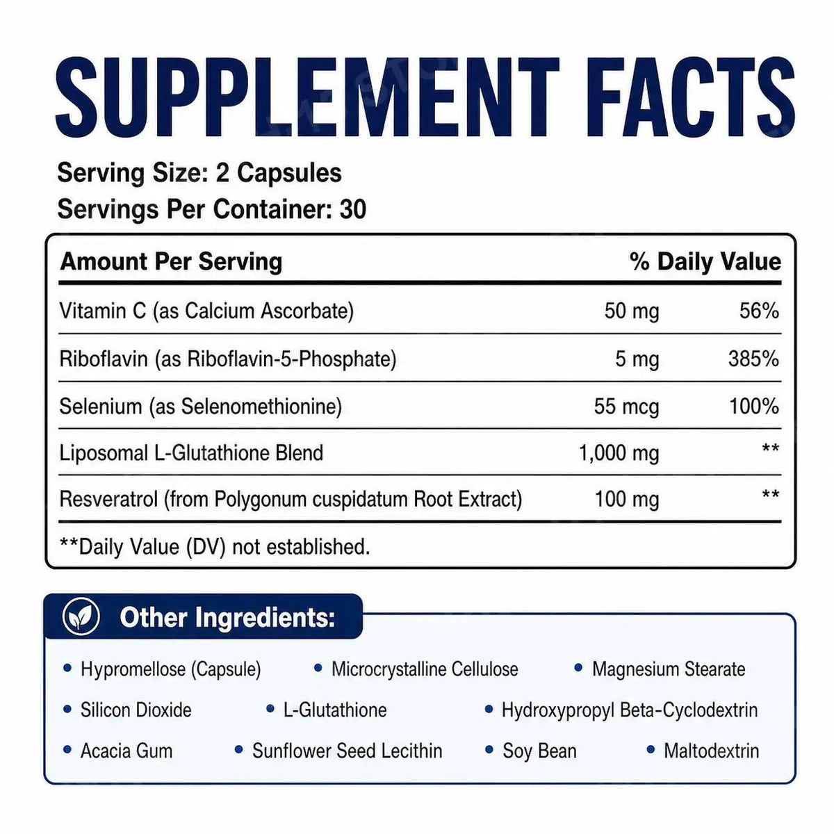 Liposomal Glutathione Capsules with Resveratrol and Vitamin C for Antioxidant Balance and Cellular Defense Support, 60 Capsules