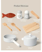Children's Simulation Kitchen Toys, Early Education Educational Toys, Wooden Simulation Pots and Pans, Food, Role-Play Chef