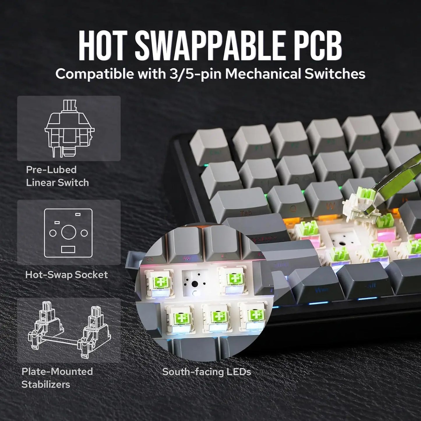 Aula F75 MAX Wireless Mechanical Keyboard With TFT Screen and Knob Gasket RGB Backlight Gaming Keyboard in 75% Layout Hot-Swap