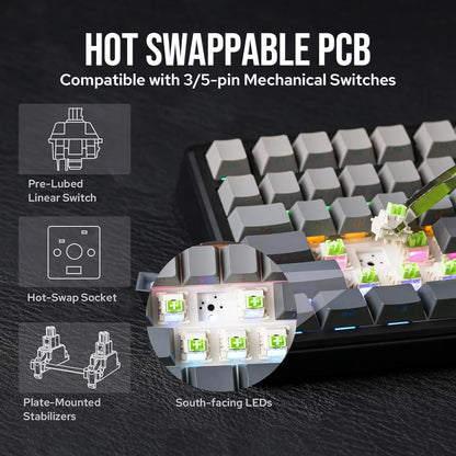 Aula F75 MAX Wireless Mechanical Keyboard With TFT Screen and Knob Gasket RGB Backlight Gaming Keyboard in 75% Layout Hot-Swap