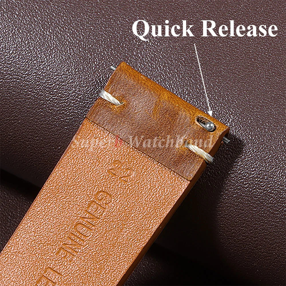 18mm 20mm 22mm Vintage Oil Wax Leather Watchband 19mm 21mm 24mm Universal Stitching Cowhide Strap for Seiko for Omega Watch Band