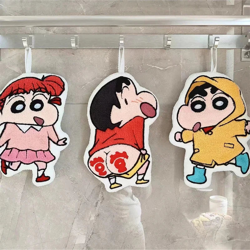 Kawaii Crayon Shin-Chan Cartoon Cute Hand Towel Water-Absorbent Coral Fleece Kitchen Quick-Drying Shower Room Supplies