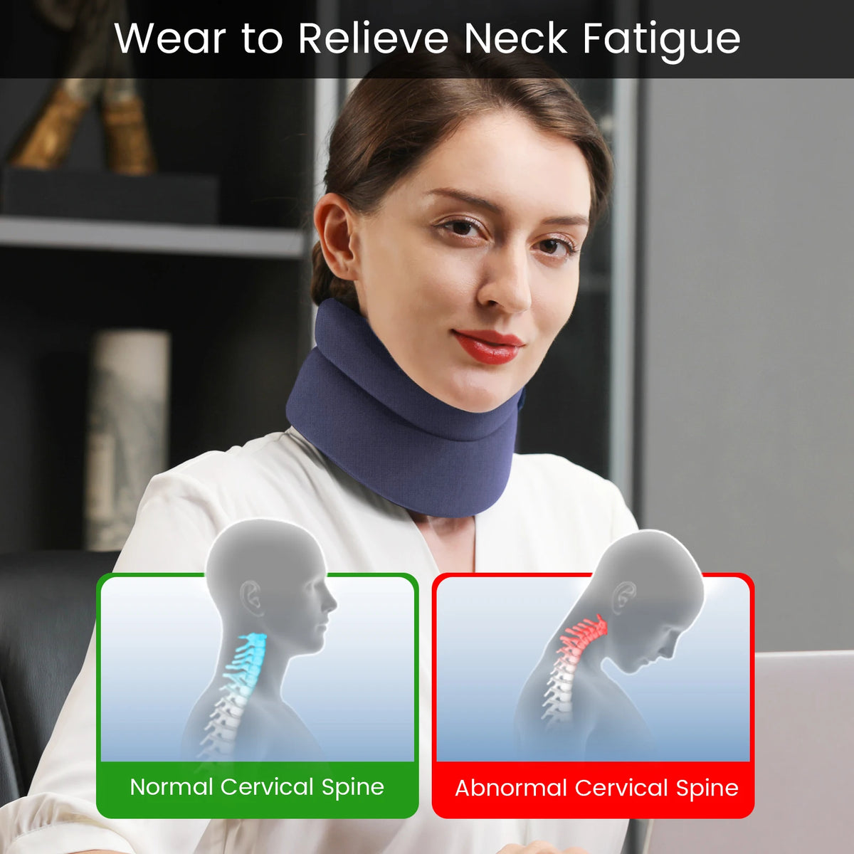 VELPEAU Foam Neck Support Brace for Neck Pain and Posture Correction, Adjustable Cervical Collar with Replaceable Sleeve