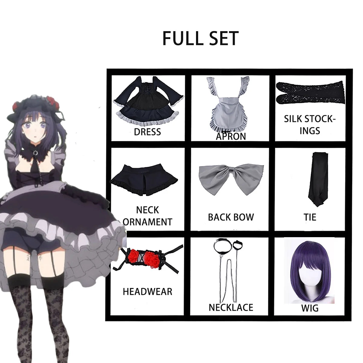 Anime My Dress Up Darling Marin Kitagawa Cosplay Costume Maid Cosplay Dress Halloween Kitagawa Marin Kuroe Shizuku Full Set