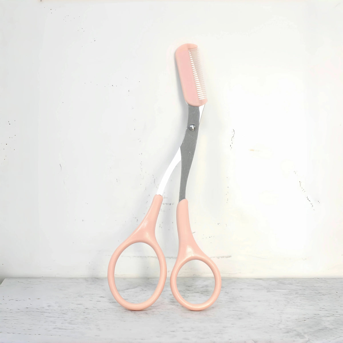 Pink Eyebrow Trimming Scissors with Built-in Comb - Stainless Steel, Precise Grooming Tool, Creating Perfect Eyebrows