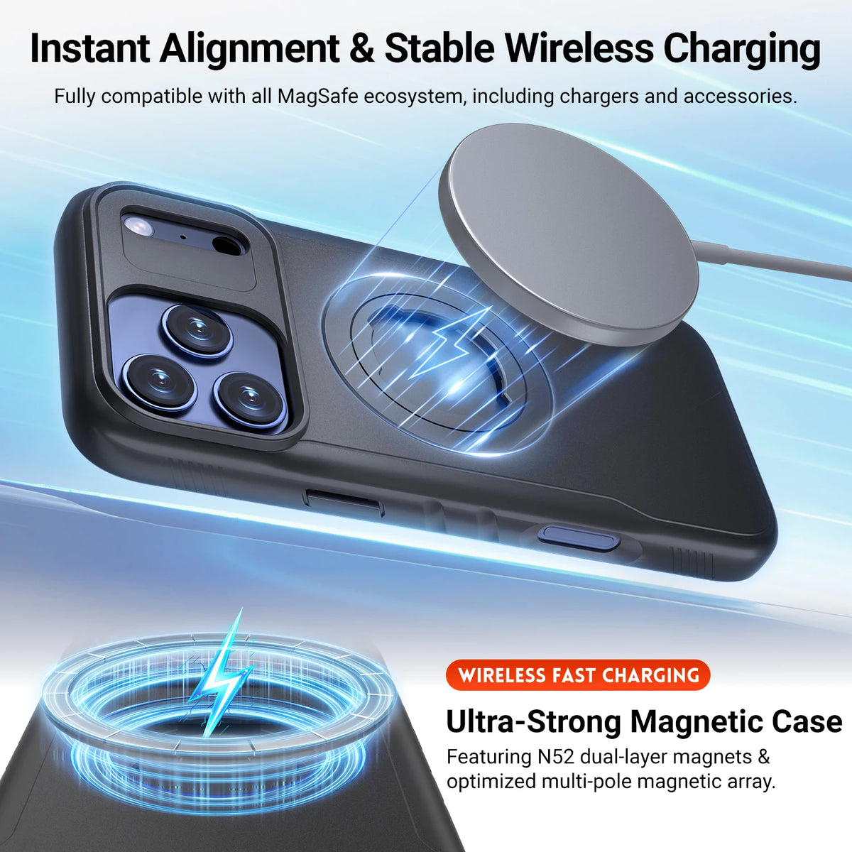 Motorcycle Holder Magnetic Shockproof Case for iPhone 17 16 15 14 Pro Max with Lock-in System Design for Quad-style Bike Mount