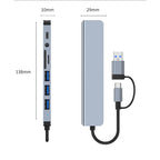 8 in 2 USB +Type C HUB Docking Station with 3.5mm Audio Jack Adapter for Micro SD Card Reader Laptop Tablet Phone Disk Converter