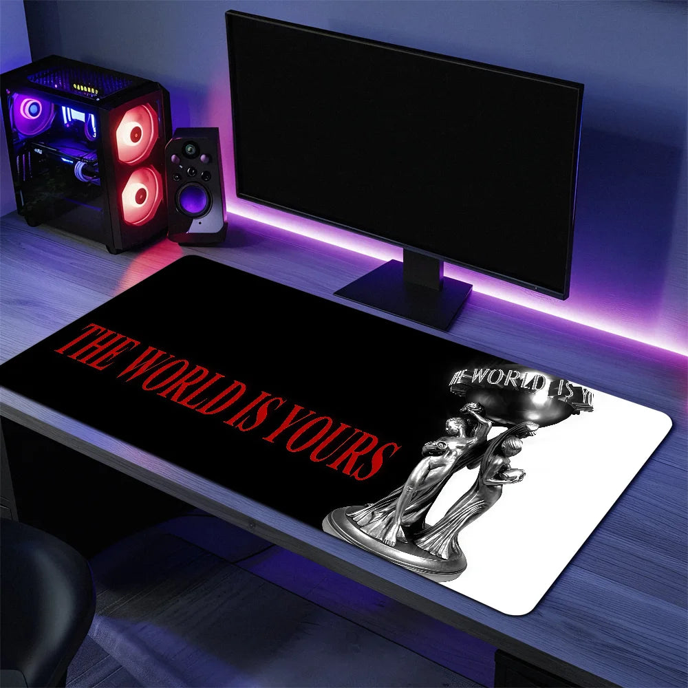 Film Scarface Tony Montana Mouse Pad Large Desk Mat Keyboard Ergonomic Office Rubber PC Non-slip Anti-fray Home Custom