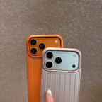 Luxury Striped Luggage Texture Phone Case For IPhone 18 17 16 15 14 13 Pro Max Shockproof Titanium Glossy Color Bussiness Cover