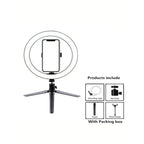 Anillo de luz LED de 26 cm con soporte de trípode - Kit de iluminación regulable de 10" para fotografía y transmisión en vivo, selfies y videos