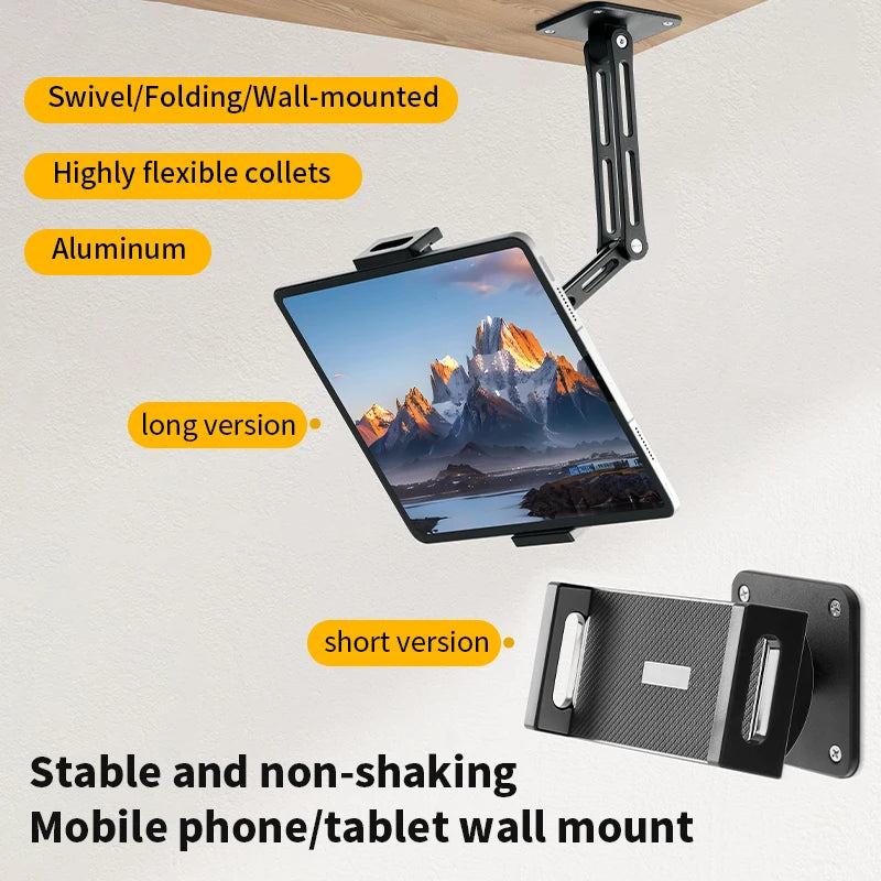 Adjustable Tablet and Phone Wall Mount Long Arm 360 Degree Rotating Holder