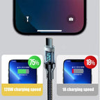 NNBILI 100W USB C 120W USB A Charging Cables with LED Display Screen, USB C=C-C，USB A=A-C, Not for Xiaomi iPhone Samsung