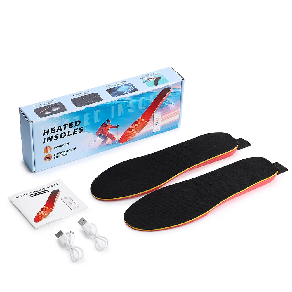 Electric Heated Insoles Anti Stress Safe Foot Warming Pad APP-Controlled Cut-to-Fit for Winter Outdoor Camping Skiing Shoe Pads