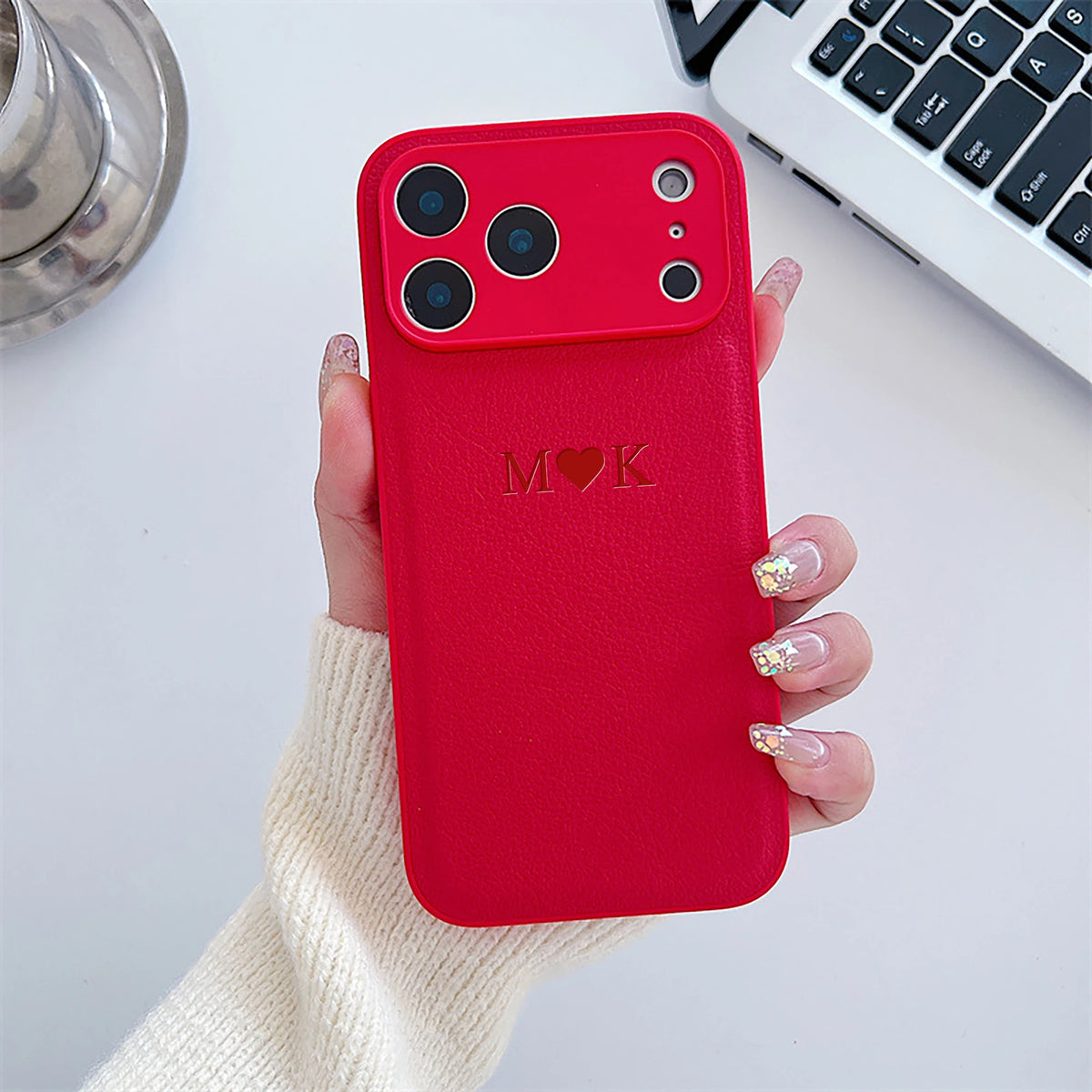 Personalized Luxury Customized Name 3D DIY Hot Engrave Faux Leather Phone Case For IPhone18 17 16 15 14 13 Pro Max Plus Air