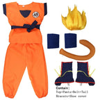 Adult Kids Son Goku Gui Carnival Cosplay Anime Costumes Halloween parties and Holiday Including Tail Wrist Wig Blue Gold Design