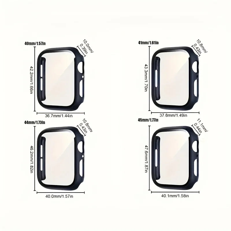 Tempered Glass+cover For Apple Watch Case Accessories 45mm 41mm 44mm 40mm 42mm Screen Protector Apple watch serie 9 4 5 6 SE 7 8