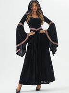 Medieval Retro Gothic Hoodie Witch Long Skirt Luxury Women's Party Dress Cosplay Vampire Halloween Adult Costume