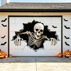 Halloween Garage Door Decorations Large Spooky Thick Fabric Vibrant Halloween Garage Door Banner Cover Decorations for Home Yard