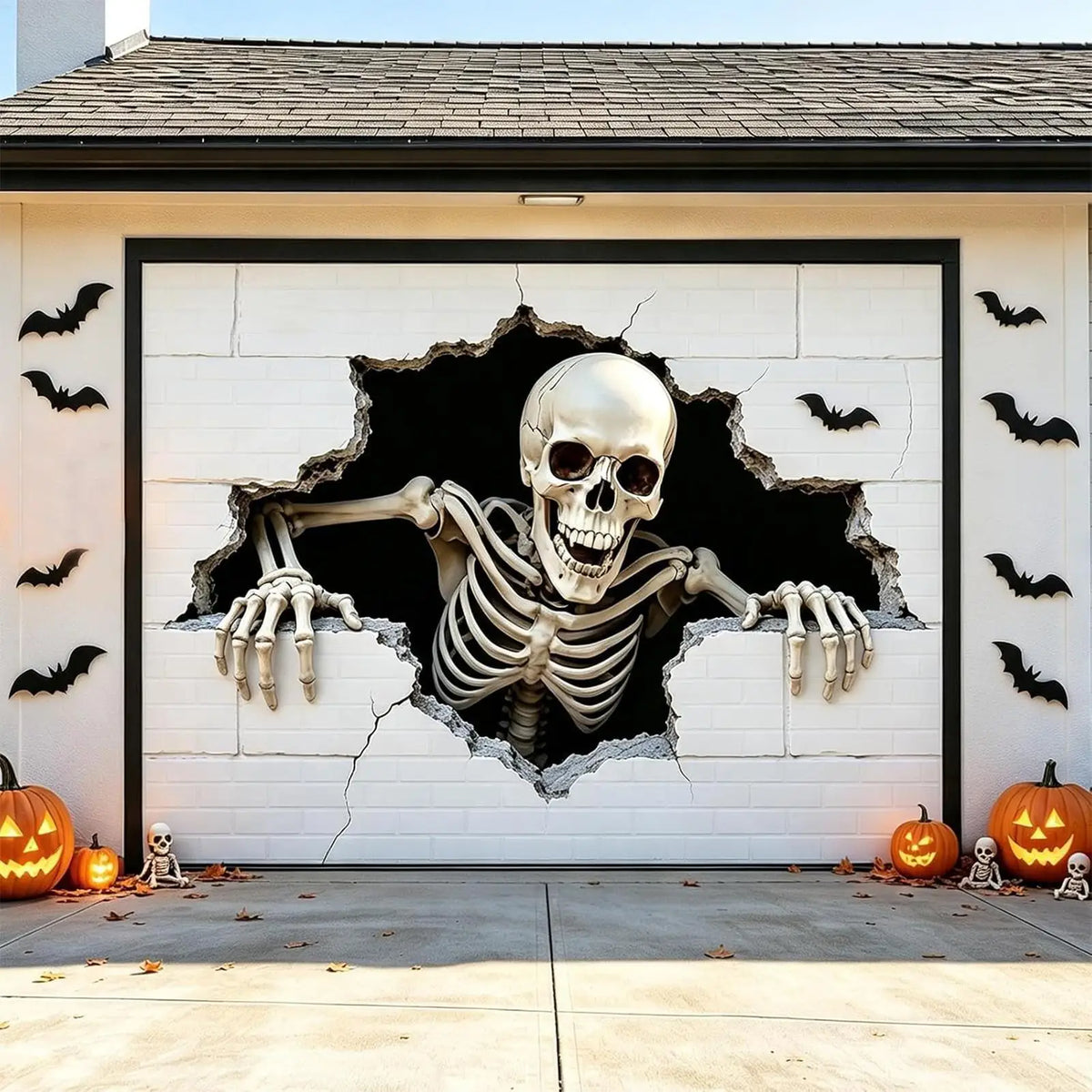 Halloween Garage Door Decorations Large Spooky Thick Fabric Vibrant Halloween Garage Door Banner Cover Decorations for Home Yard