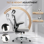 Ergonomic High-Back Mesh Chair Adjustable Headrest Lumbar Support 360° Swivel Rolling Computer Gaming Chairs for Home Office