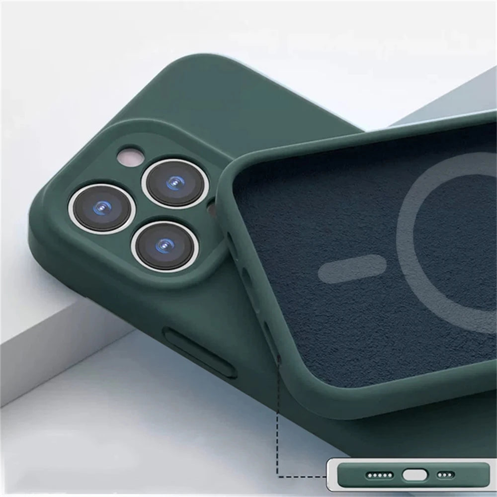 Magnetic Liquid Silicone Case For Iphone 14 13 12 Mini 11 Pro Max X Xs Xr Apple Magsafe Original Magnet Camera Precision Hole