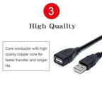 USB 2.0 Cable Extension Cable 0.6m 1m 1.5m Wire Data Transmission Line Superhighspeed Data Extension Cable For Display Projector