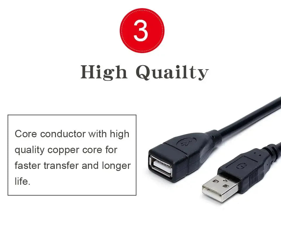 USB 2.0 Cable Extension Cable 0.6m 1m 1.5m Wire Data Transmission Line Superhighspeed Data Extension Cable For Display Projector