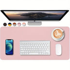 1 piece large size waterproof faux leather table mat - non-slip, solid color office mousepad and keyboard protection mat