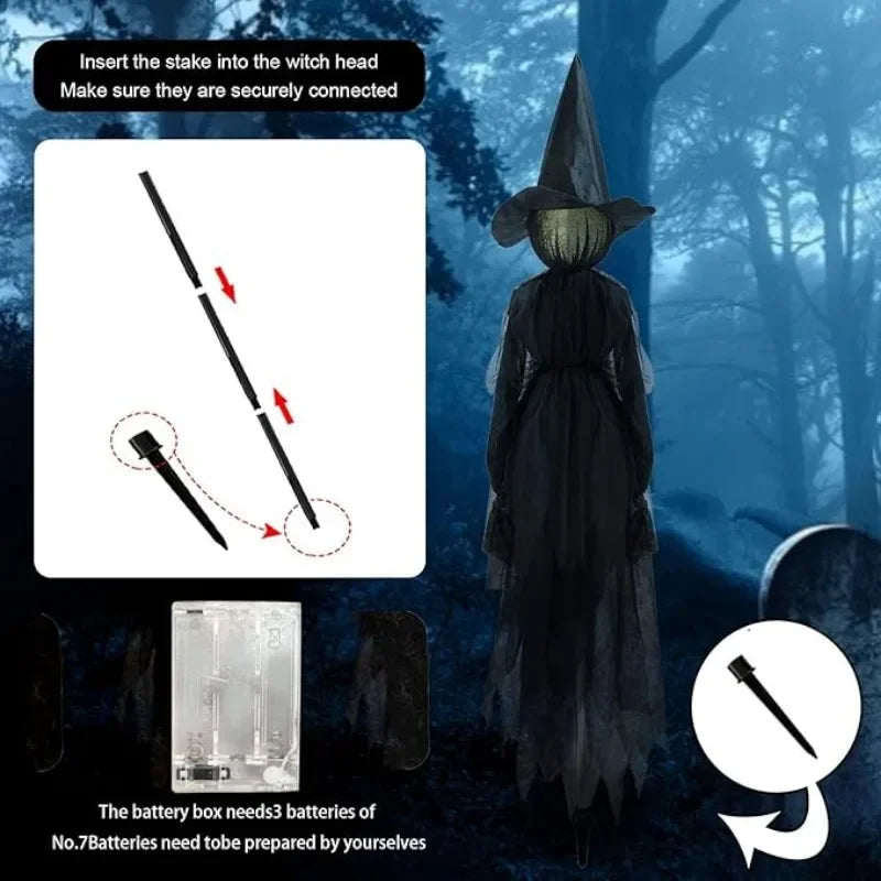 3PCS Halloween Colourful Glow Three Hand-Holding Witches Sound-activated hand-holding witch Halloween light up decoration props