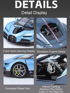 1:32 Atlantic Tourbillon Car Model Alloy Diecast Toys Doors Opened Sound Light Pull Back Miniature Models Office Table Ornaments