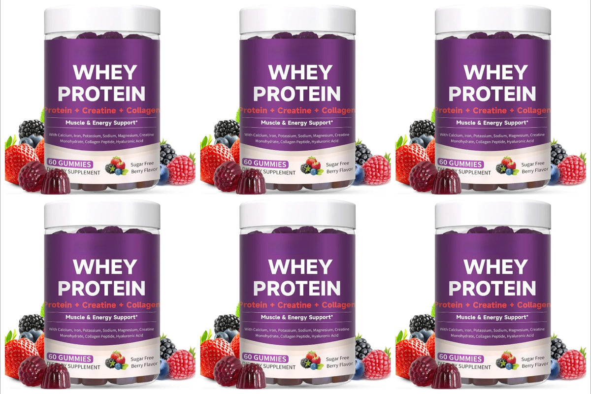 Protein Gummies with Whey Creatine Collagen 12g Protein Muscle Support Energy Nutrition Sugar Free Fitness Supplement 60 Gummies
