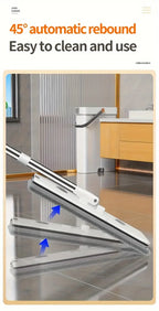 Joybos Ultra-Slim Flat Mop and Bucket System, Hands-Free Wash & Dry Floor Mop Set with 2 Microfiber Pads, 360° Swivel Mop with Squeegee Edge for Hardwood Tile Laminate