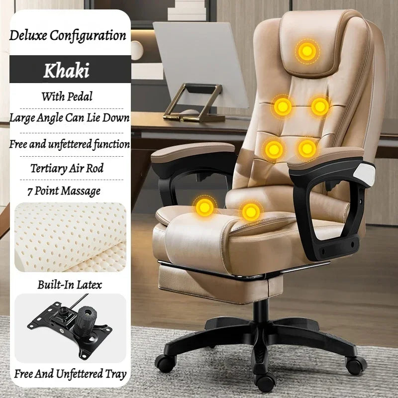Leather Executive Office Chair Gaming Adjustable Modern Ergonomic Chair Mobile Massage Designer Silla Oficina Salon Furniture