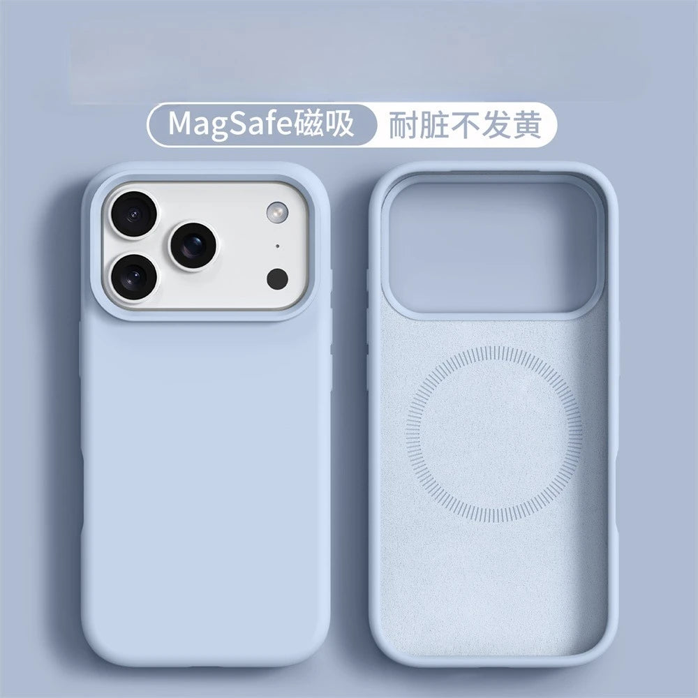 Liquid Silicone Magnetic for MagSafe Phone Case for IPhone17ProMax 16 15 18 13 17Air Solid Color Skin Protection Soft Back Cover