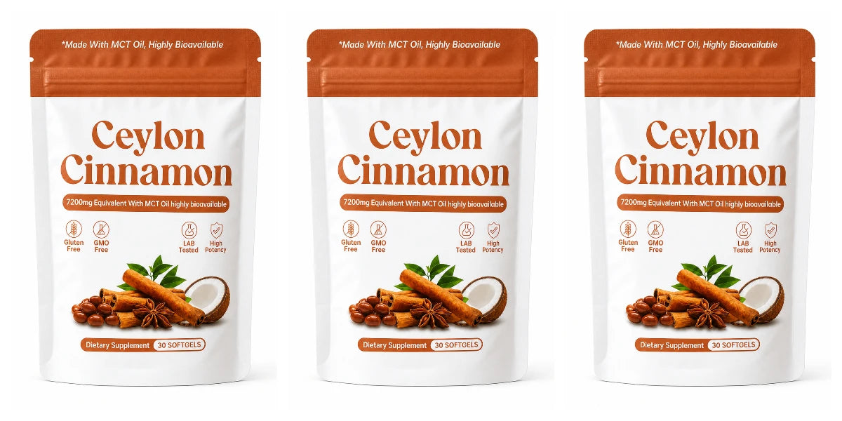 Ceylon Cinnamon Softgels 7200mg Equivalent,12:1 Concentrated Extract with MCT Oil,High Bioavailability, Daily Balance Support