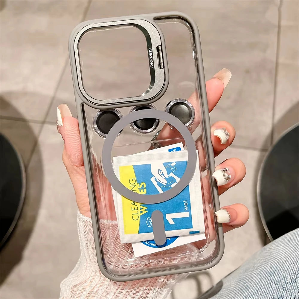 Magnetic Stand MagSafe Shockproof Lens Protection Case for iPhone 12 to 18