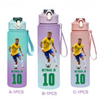 750ML Messi Modrić Neymar Football Star Straw Water Cup Portable Fitness Drink Bottle Kettle Leakproof Drinkware Fans Gifts