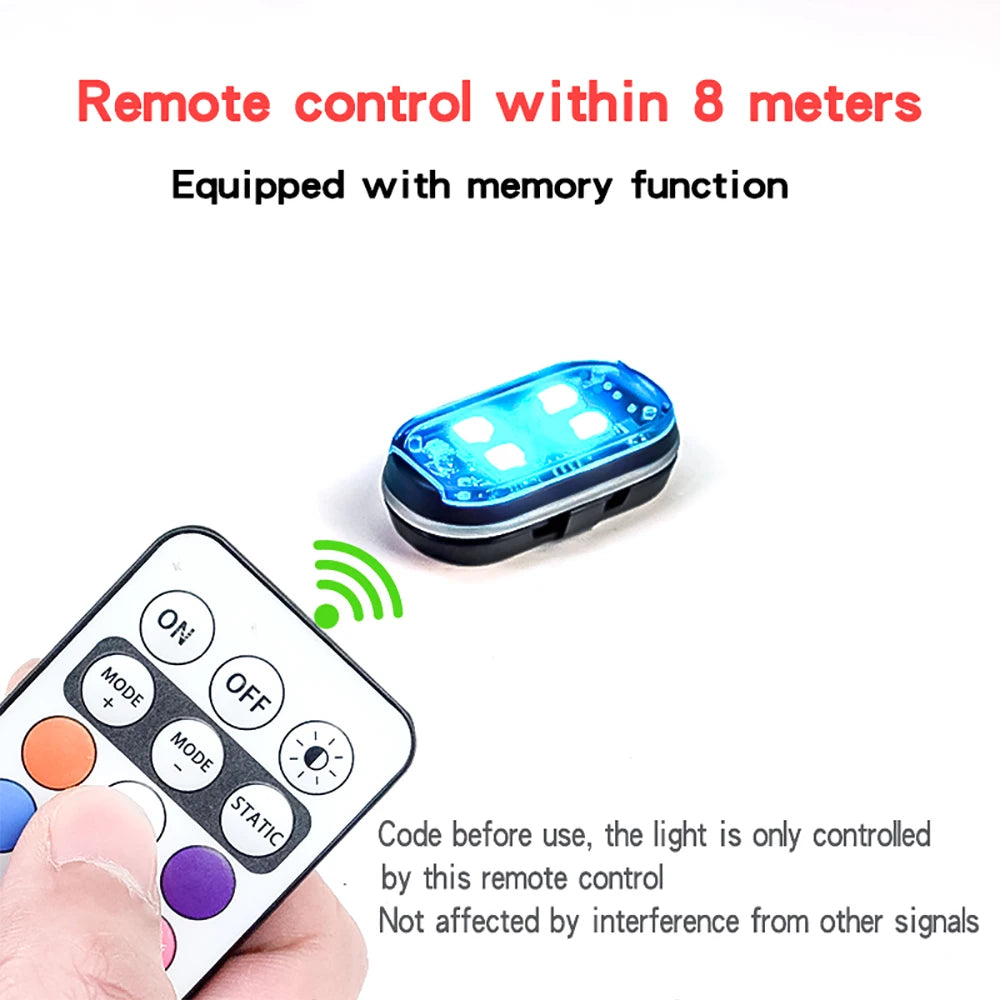 2/4/6x 8colors Car Interior Decorative Light, Car Interior Ambient Light with Remote Control, Long Standby Car Decorative Light,